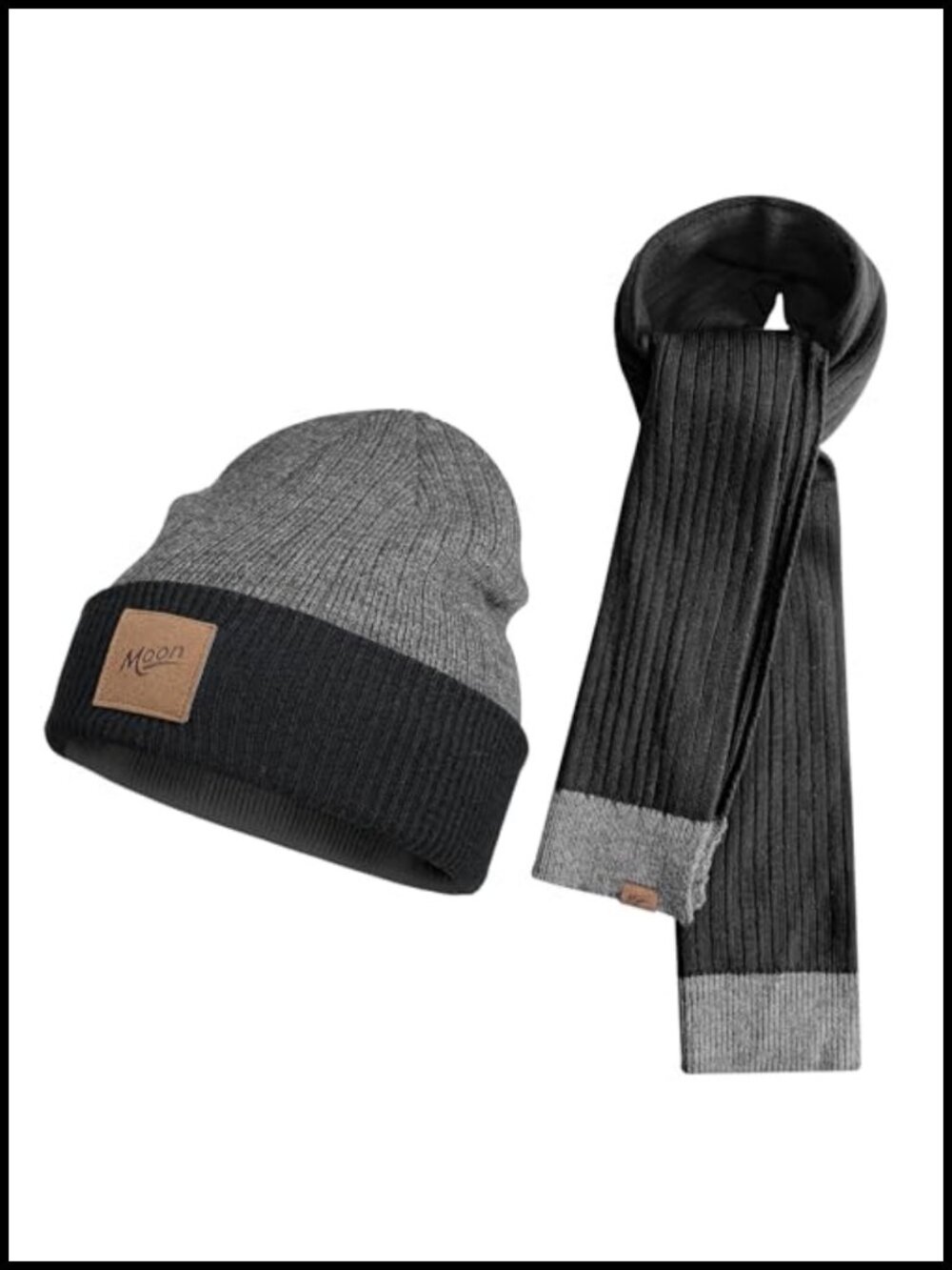 Winter Warm Hat & Scarf Set Soft Double Layer Knit Cozy Stretchy Caps for